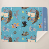 Couverture Sherpa Pirate Motif de chat pour garçon et fille enfants (Devant (Horizontal))