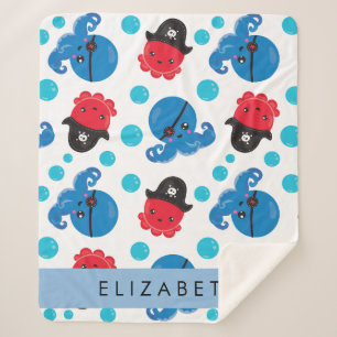 Couverture Sherpa Pirate Octopus, Motif Octopus, Mer, Votre Nom