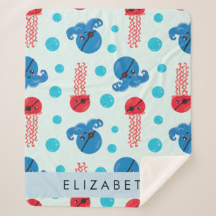 Couverture Sherpa Pirate Octopus, Pirate Jellfish, Mer, Votre Nom