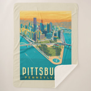 Couverture Sherpa Pittsburgh, PA Vue oeil d'oiseau