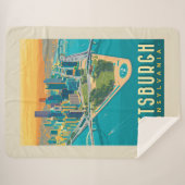 Couverture Sherpa Pittsburgh, PA | Vue oeil d'oiseau (Devant (Horizontal))