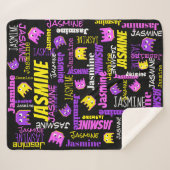 Couverture Sherpa Pixel jeu rose jaune noir nom filles (Devant (Horizontal))