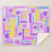 Couverture Sherpa Pixel jeu rose violet jaune nom filles (Devant (Horizontal))