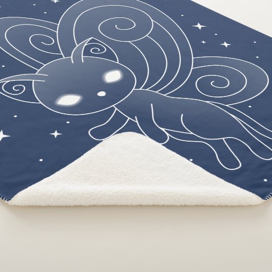 Couverture Sherpa Pixie Chat - Fée Ailes Kitty sur Bleu (3/4)