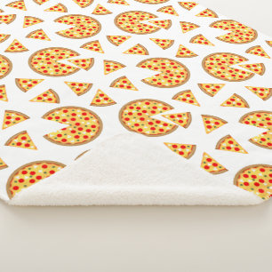 Couverture Sherpa Pizza et tranches de cool motif sur blanc
