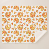 Couverture Sherpa Pizza et tranches de cool motif sur blanc (Devant (Horizontal))