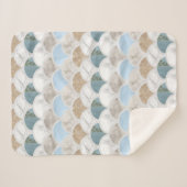 Couverture Sherpa plage aqua bleu marbre blanc pastel pèse-sirène (Devant (Horizontal))