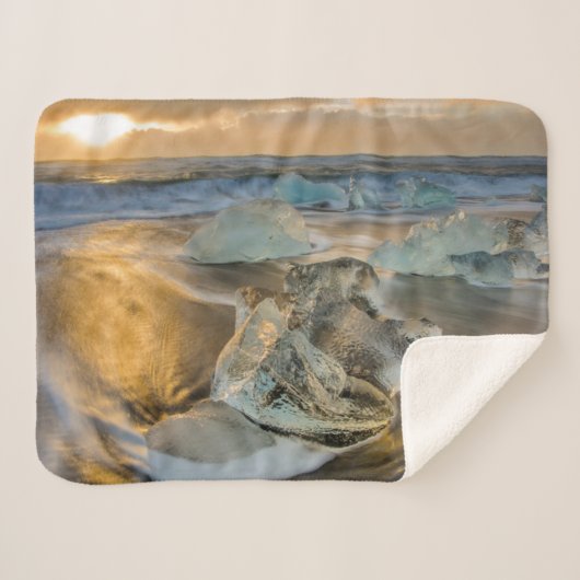 Couverture Sherpa Plage de sable noir | Jokulsarlon Sud Islande (Devant (Horizontal))