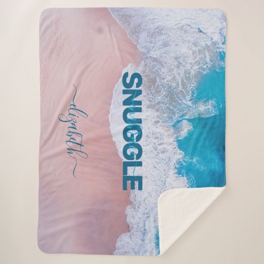 Couverture Sherpa Plage rose tropicale Bermudes (Devant)
