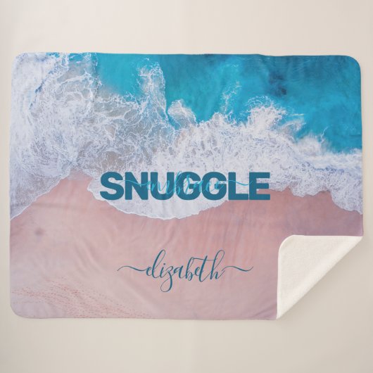 Couverture Sherpa Plage rose tropicale Bermudes (Devant (Horizontal))