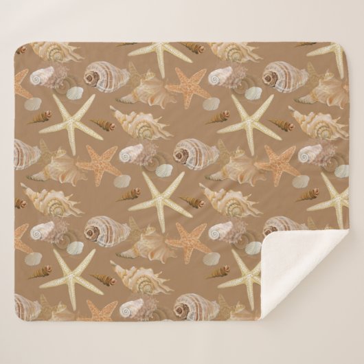 Couverture Sherpa Plage Seashel Mer Côte Océan (Devant (Horizontal))