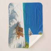 Couverture Sherpa Plages tropicales | Plage de chaises longues Bora (Devant)