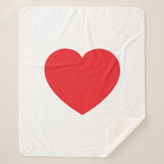 Couverture Sherpa Plain Modern White Red Love Heart Graphic