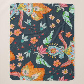 Couverture Sherpa Plaisir floral : Aquarelle texture de fleurs