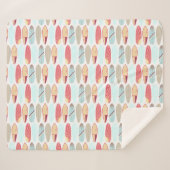 Couverture Sherpa Planche de surf rouge et bleu rétro cool  (Devant (Horizontal))