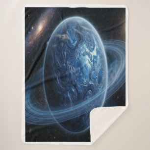 Couverture Sherpa Planète Bleue avec des Anneaux Bleus