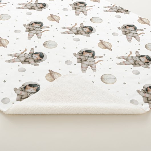 Couverture Sherpa Planètes Boho, étoiles et chat spatial (3/4)