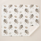 Couverture Sherpa Planètes Boho, étoiles et chat spatial (Devant (Horizontal))