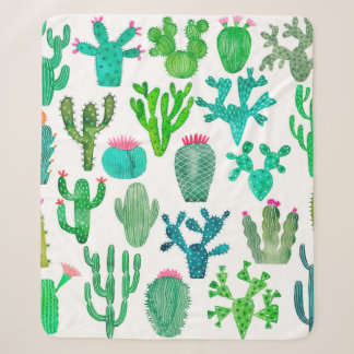 Couverture Sherpa Plante de cactus aquarelle, fleur cactus illustra