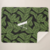 Couverture Sherpa Plante de feuille tropicale moderne Imprimer Monog (Devant (Horizontal))