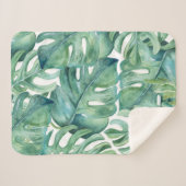 Couverture Sherpa Plante Feuille Tropical Green Palm (Devant (Horizontal))