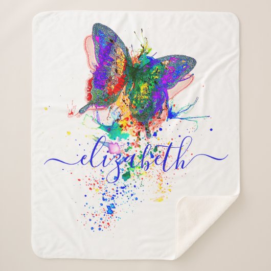 Couverture Sherpa Plateau papillon personnalisé (Devant)