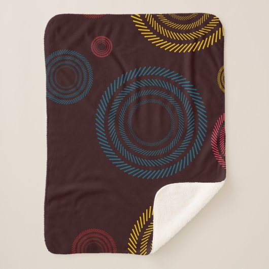 Couverture Sherpa Playful, coloré, tendance, cercles rayés cool (Devant)
