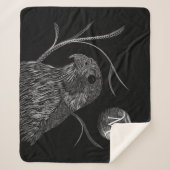 Couverture Sherpa Pleine lune de faucon Monogramme noir (Devant)
