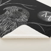Couverture Sherpa Pleine lune de faucon Monogramme noir (3/4)