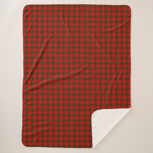 Couverture Sherpa Pli vert rouge tartan MacQuarrie (Devant)
