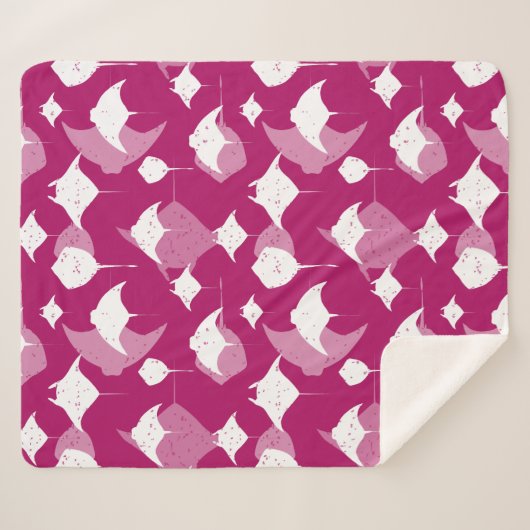 Couverture Sherpa Plongée sous-marine Raspberry rose et blanc (Devant (Horizontal))