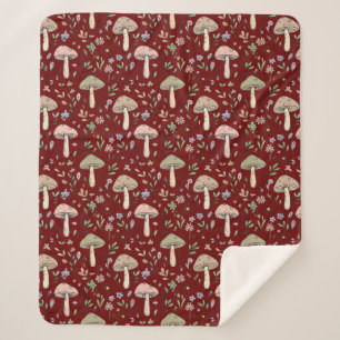 Couverture Sherpa Plum Rouge Fungi Luxe Botanique Dark Academia