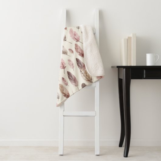 Couverture Sherpa Plumes Brown roses (En situation)