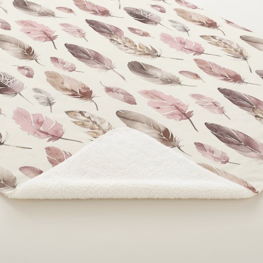 Couverture Sherpa Plumes Brown roses (3/4)