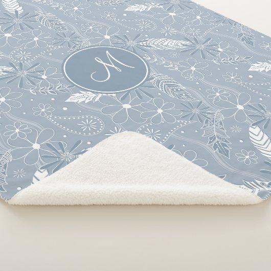 Couverture Sherpa plumes de chou bleu poussiéreux fleurs cachemire m (3/4)