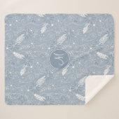 Couverture Sherpa plumes de chou bleu poussiéreux fleurs cachemire m (Devant (Horizontal))