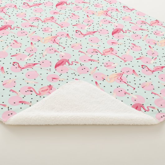 Couverture Sherpa Plumes de Flamant rose sur le pois (3/4)