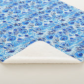 Couverture Sherpa Plumes de paon bleu blanc (3/4)
