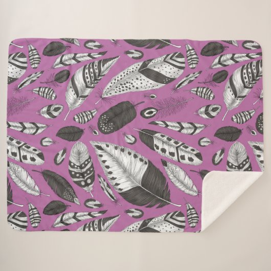Couverture Sherpa Plumes motif (Devant (Horizontal))