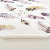 Couverture Sherpa Plumes tribales motif pastel aquarelles (3/4)