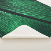 Couverture Sherpa Plumes Vertes, Belle Texture Motif. (3/4)