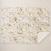 Couverture Sherpa Plutôt neutre abstrait crème rose floral (Devant (Horizontal))
