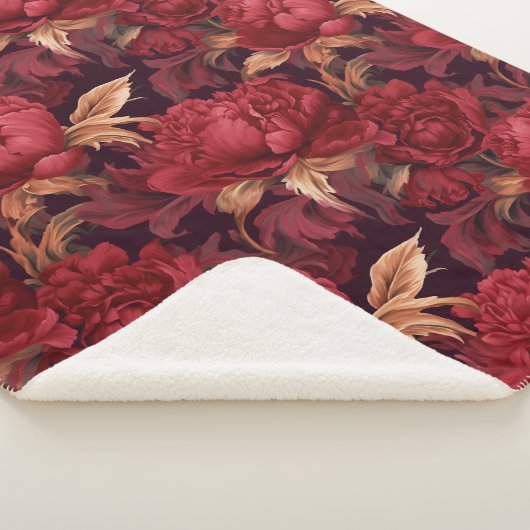 Couverture Sherpa Plutôt profonds pivoines rouges (3/4)