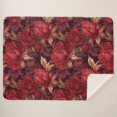 Couverture Sherpa Plutôt profonds pivoines rouges (Devant (Horizontal))