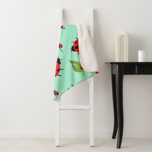 Couverture Sherpa Pneuka rouge mignon point Ladybug fleur été Fille