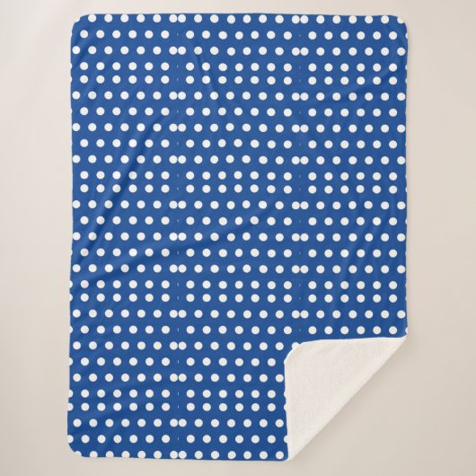 Couverture Sherpa Point Polka blanc sur Arrière - plan bleu (Devant)