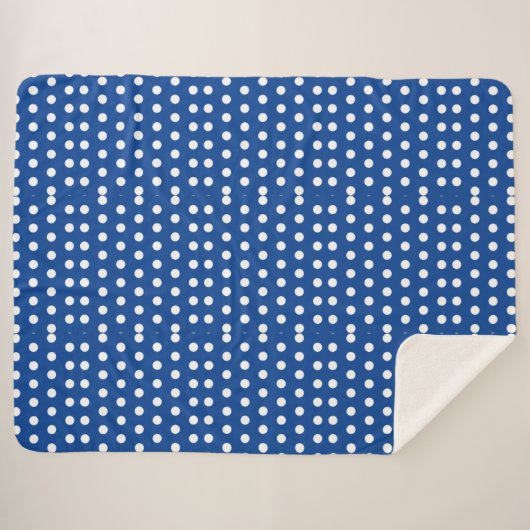 Couverture Sherpa Point Polka blanc sur Arrière - plan bleu (Devant (Horizontal))