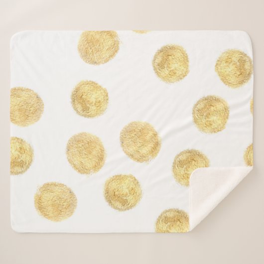 Couverture Sherpa Pointe Polka Dorée Tirée (Devant (Horizontal))
