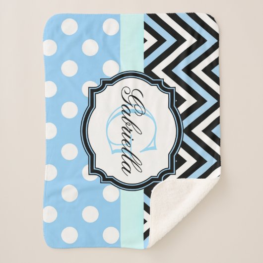 Couverture Sherpa Points Bleus mignons et bandes (Devant)