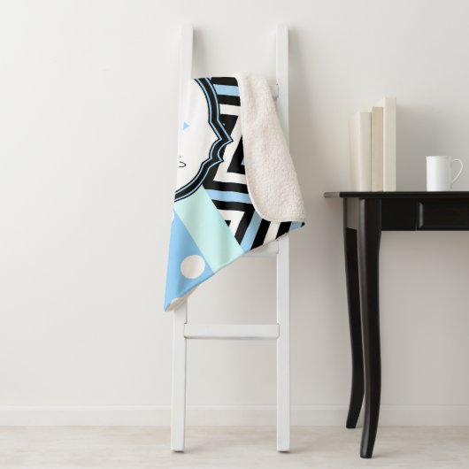 Couverture Sherpa Points Bleus mignons et bandes (En situation)